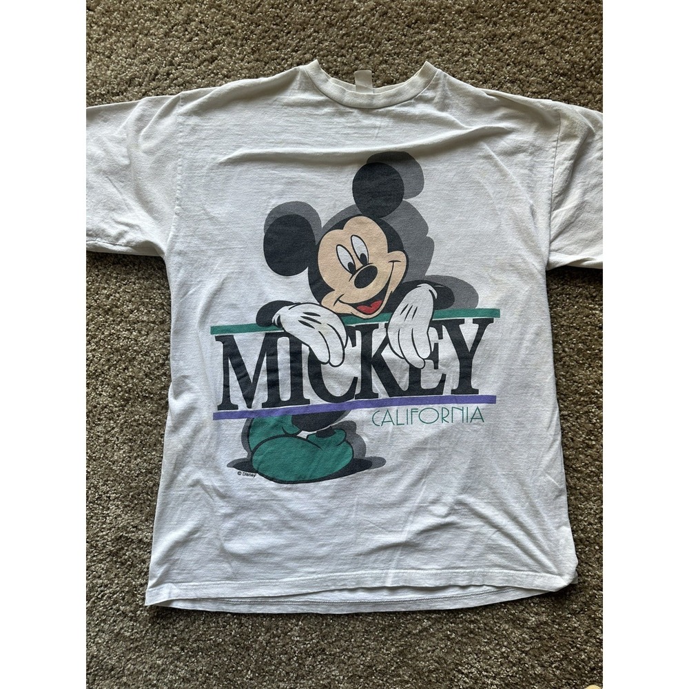 Vintage Disney Mickey Mouse California T-Shirt White 90s Graphic Tee Large